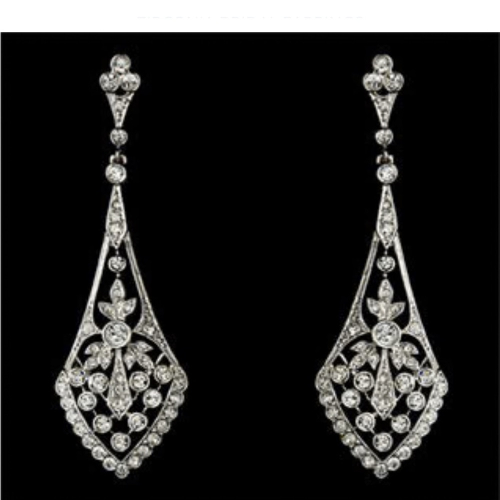 Stunning Silver vintage Bridal Drop Earrings